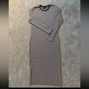 Prana Striped Long Sleeve Midi striped dress, size L